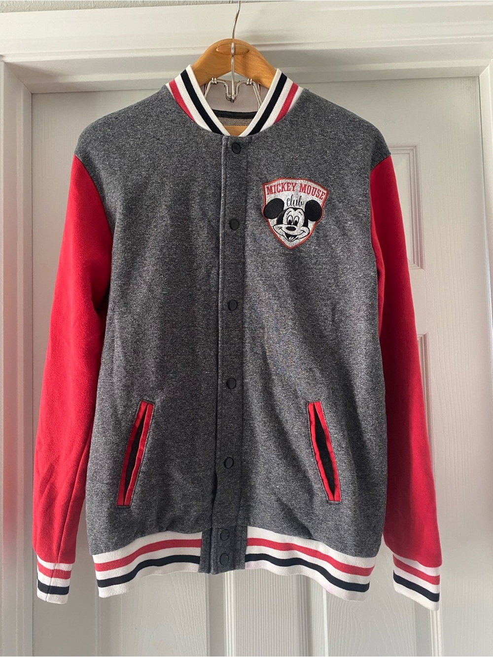 Disney Parks Mickey Mouse Club Member Varsity Jacket/Sweatshirt Snaps Sz S